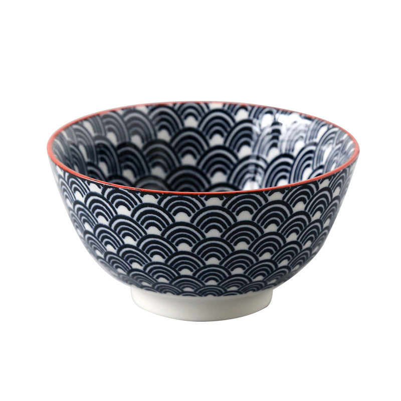 5-Inch Japanese Glazed Ceramic Threaded Rice Bowl - packaging view