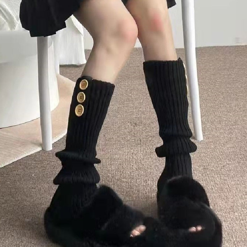 Lolita Button Sock Covers - Cotton Blend Fashion Accessory
