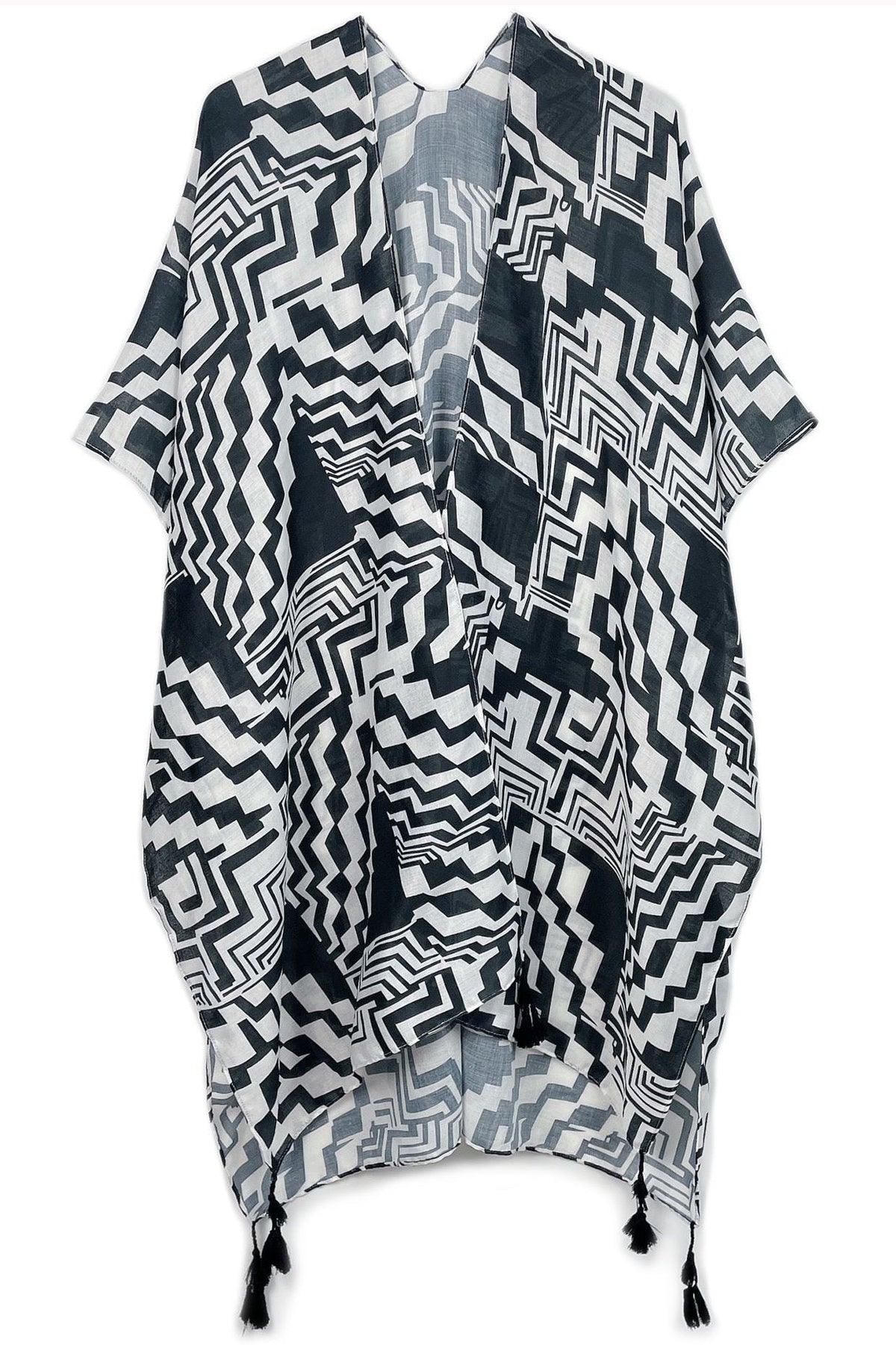 Geometric Print Kimono - Light & Flowy Polyester Layer
