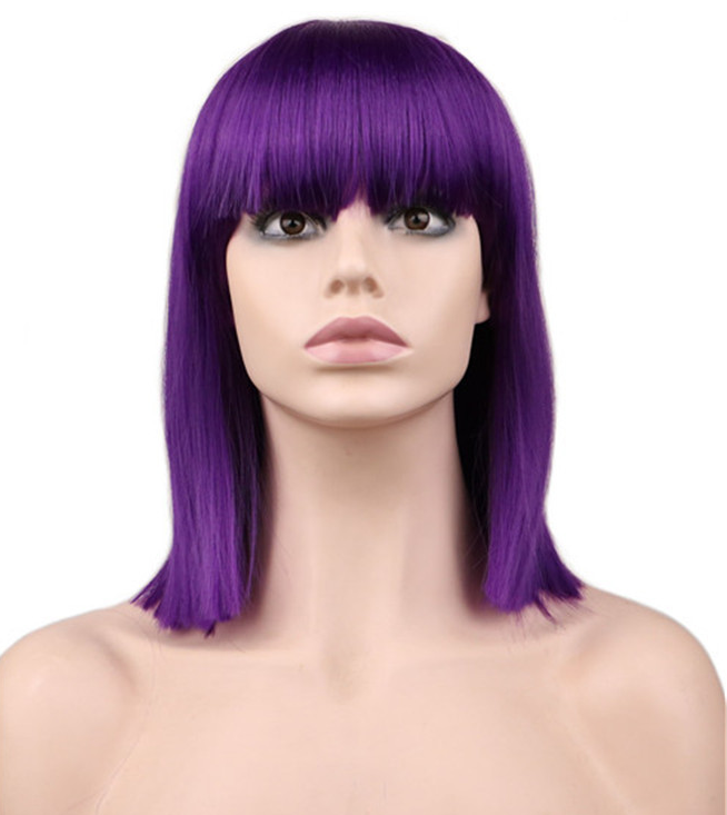 Short Straight Anime Cosplay Wig - Heat-Friendly & Styleable