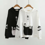 Harajuku Kawaii Cat Ear Hoodie - Pullover With Paw Details