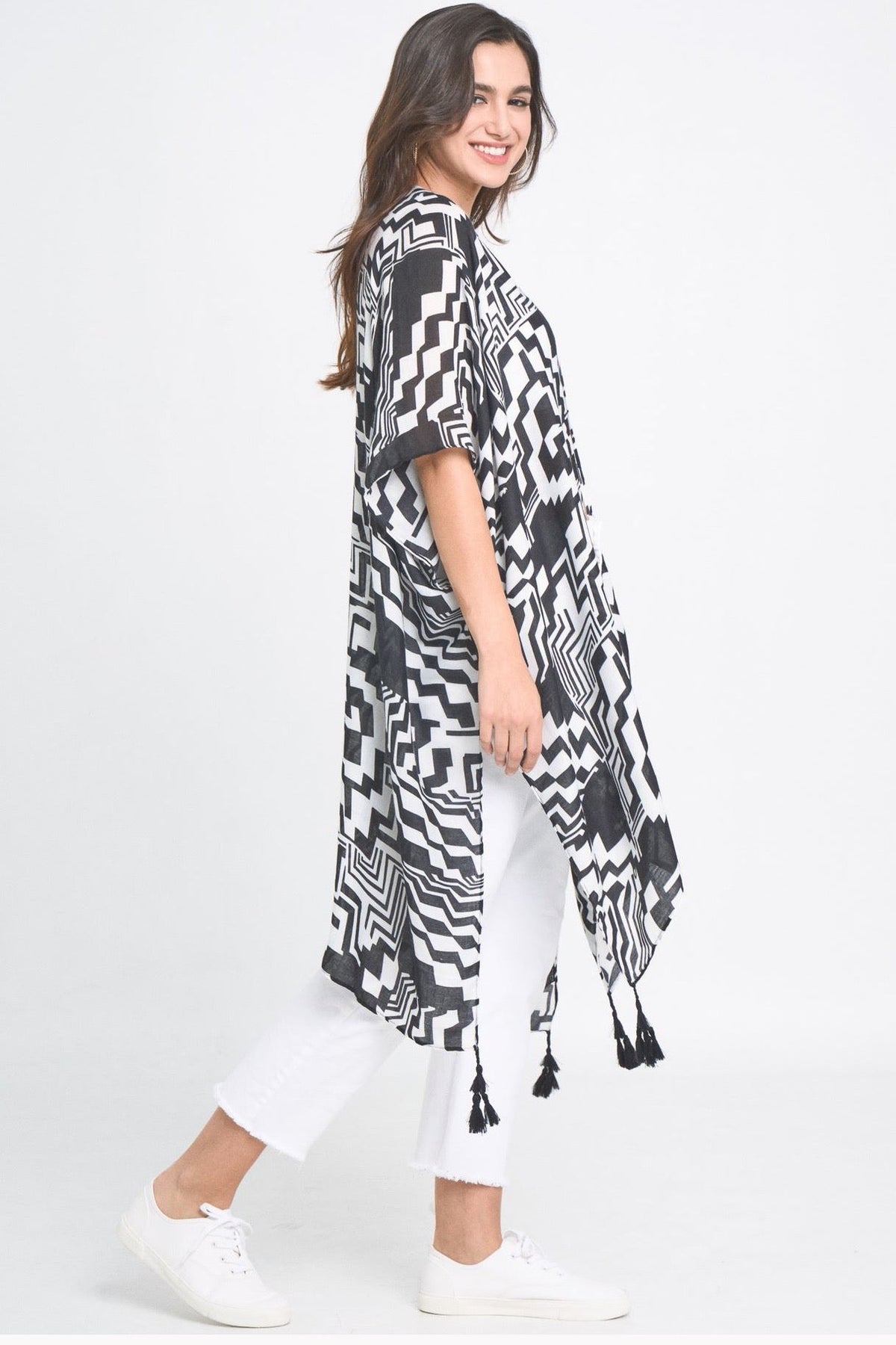 Geometric Print Kimono - Light & Flowy Polyester Layer