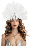 Feather Sequin Carnival Headpiece - Handmade Showgirl Headwear