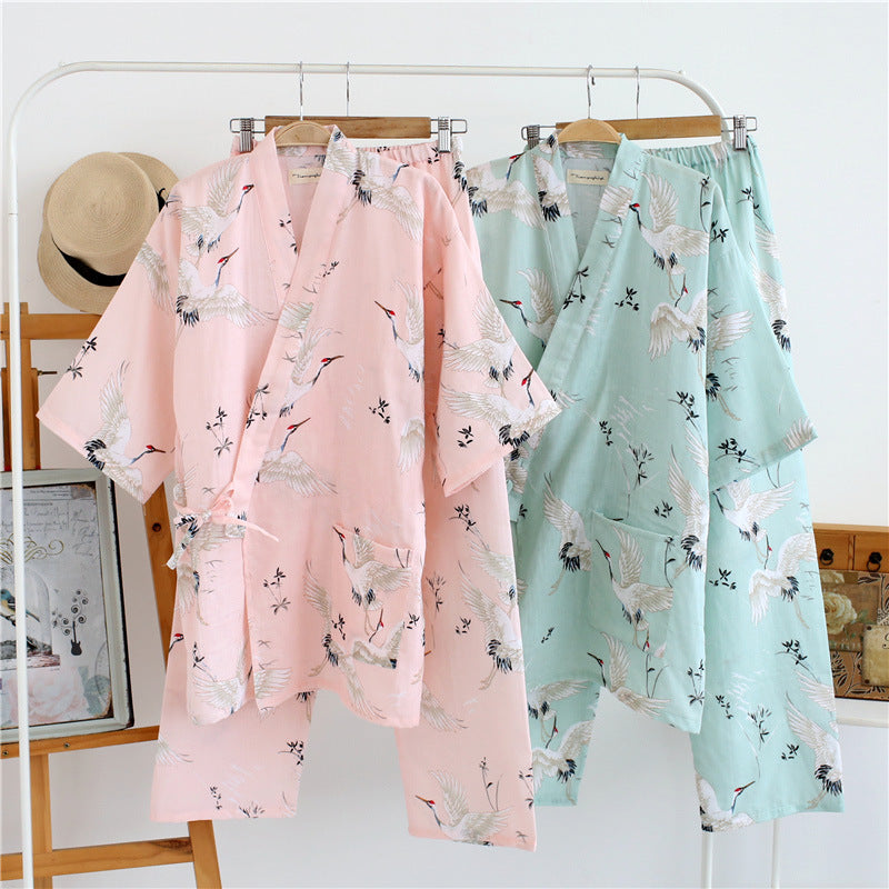 Japanese Kimono Pajama Set - Lightweight 100% Cotton Sleepwear