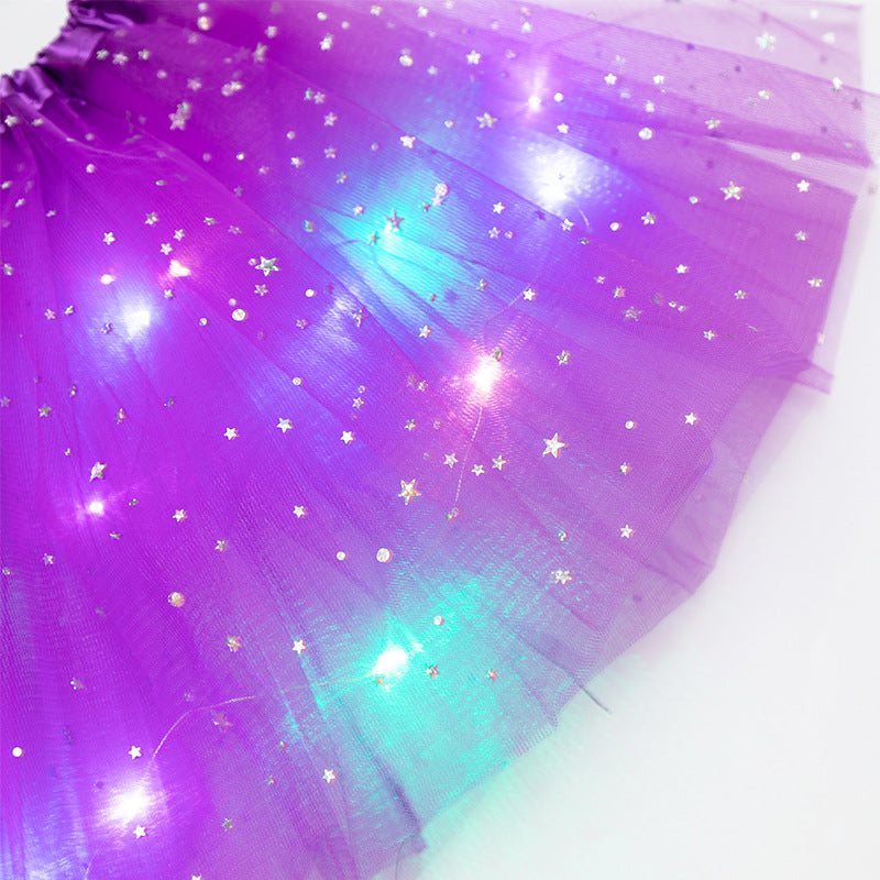 LED Light-Up Sequin Tutu Skirt - Stretch Waist Party Wear