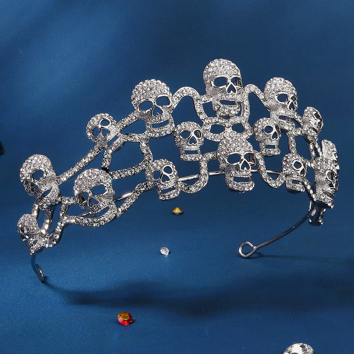 Skull Rhinestone Crown - Gothic Punk Tiara Headband