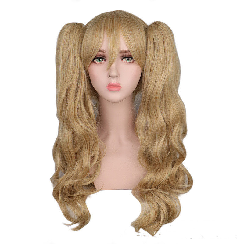 Long Curly Anime Cosplay Wig - Double Claw Clip Design
