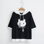 Harajuku Kawaii Cat Ear Hoodie - Pullover With Paw Details