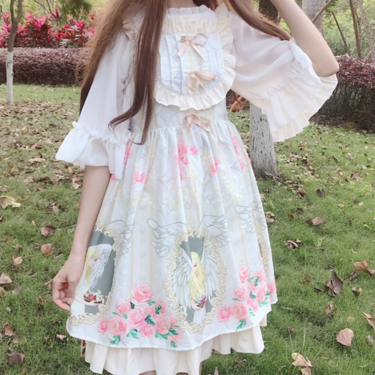 Lolita Princess Student Dress - Sweet Printed Polyester