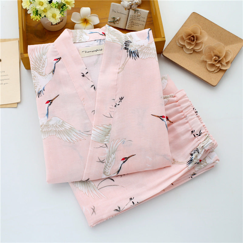 Japanese Kimono Pajama Set - Lightweight 100% Cotton Sleepwear
