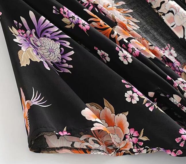 Bohemian Floral Print Kimono Robe - Soft Cotton for Women