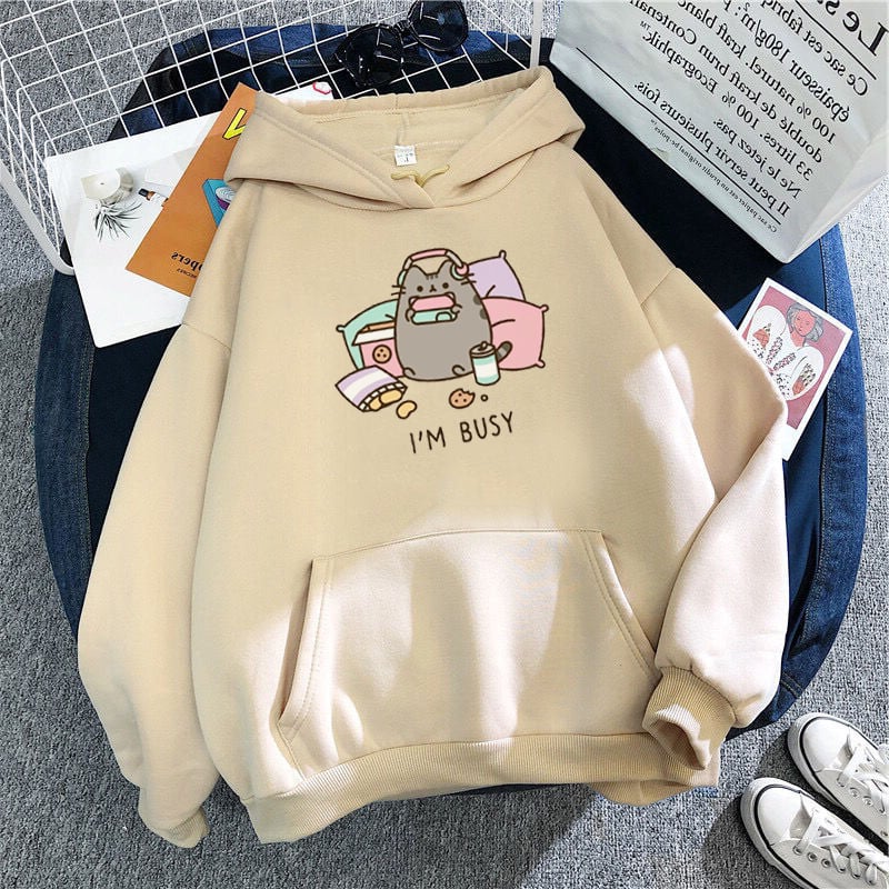 Kawaii Cat Hoodie for Women - Harajuku Polyester Sweater