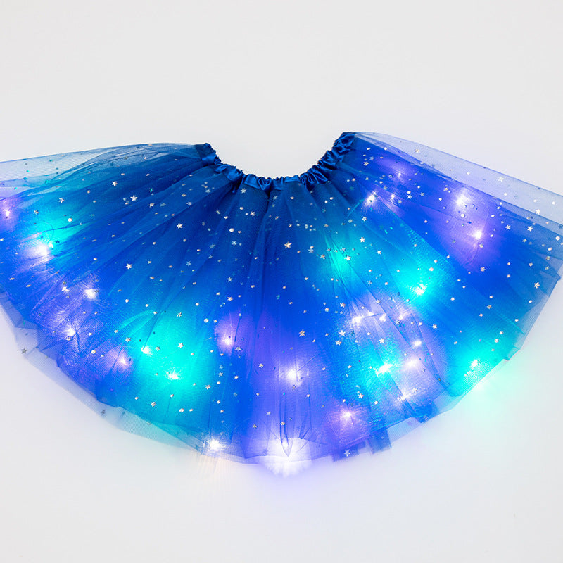 LED Light-Up Sequin Tutu Skirt - Stretch Waist Party Wear