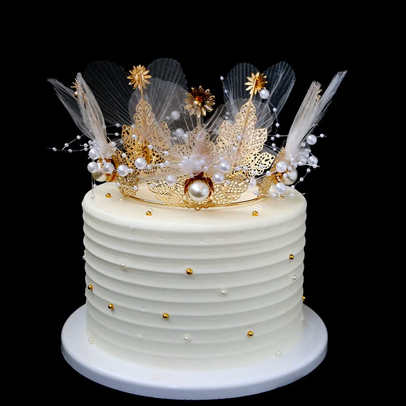 Pearl Mesh Flower Crown Cake Topper - Wedding & Cosplay Prop