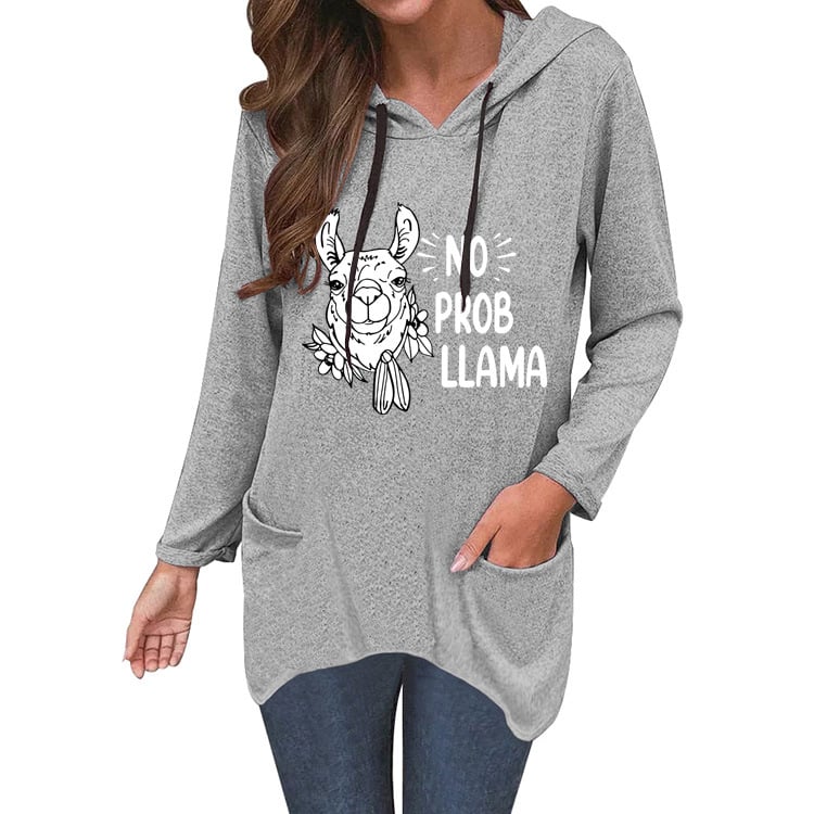 No Prob Llama Cat Ear Sweater - Soft Cotton-Blend Long Knit