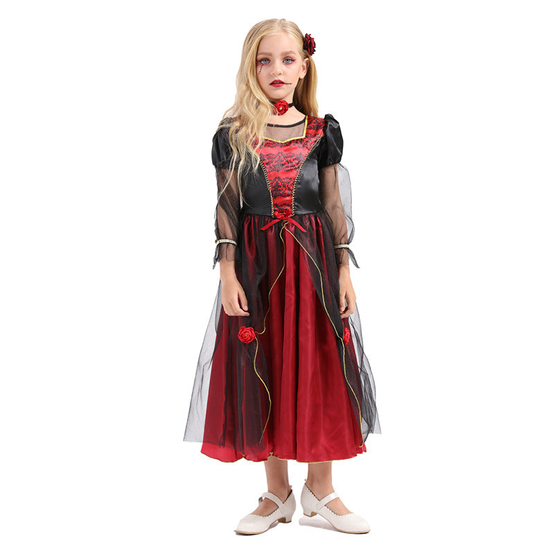 Girls Vampire Princess Dress - Halloween Dress-Up Costume