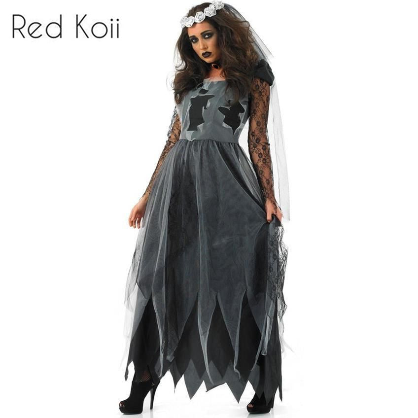 Devil Vampire Bride Costume - Halloween Dress with Veil