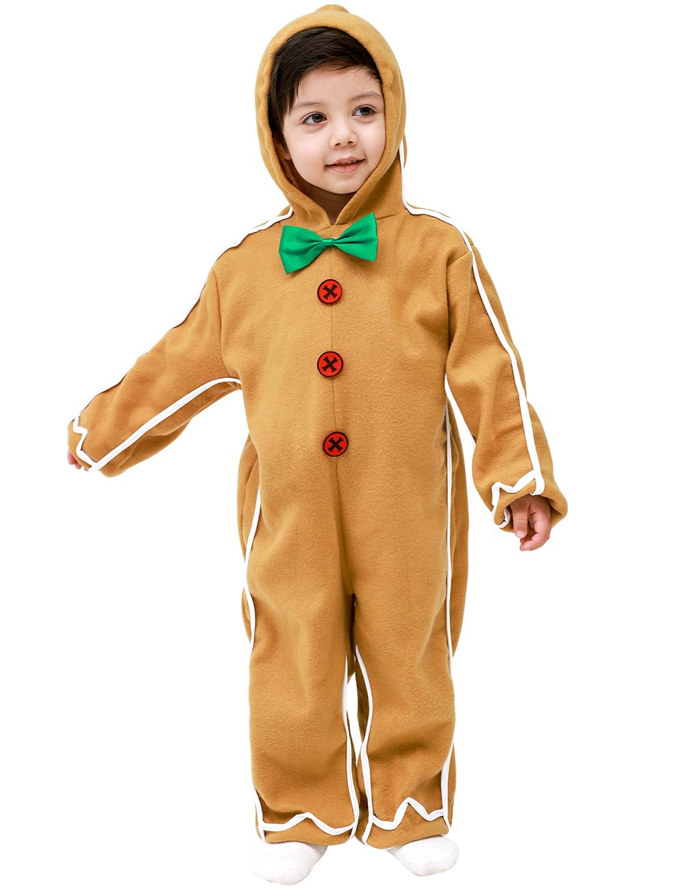 Kids Gingerbread Man Onesie - Hooded Christmas Costume