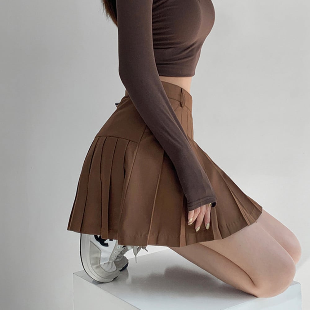 Women's College High Waist Pleated Skirt