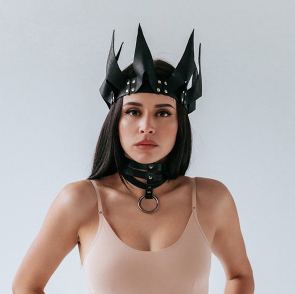 Gothic Spike Headwear Crown - Faux Leather Harajuku Cosplay