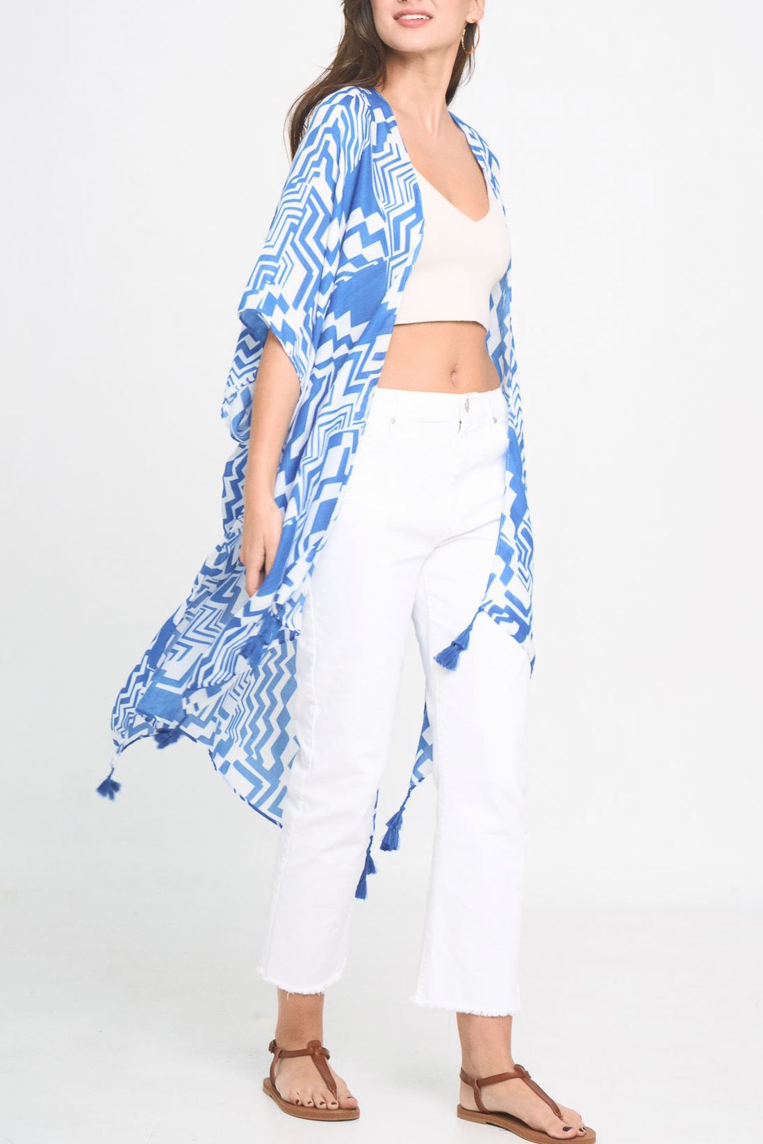 Geometric Print Kimono - Light & Flowy Polyester Layer