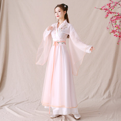 Women's Hanfu Costume Set - Turn Collar & Wide Sleeve Design