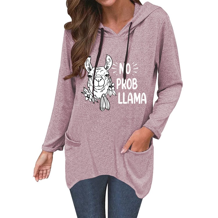 No Prob Llama Cat Ear Sweater - Soft Cotton-Blend Long Knit