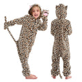 Kids Cheetah Onesie Costume - Soft Coral Velvet Animal Suit