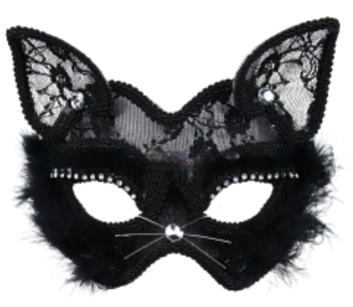 Fox Lace Eye Mask - Black Halloween Masquerade Half Mask