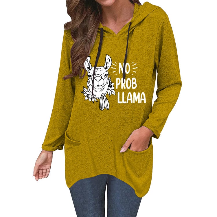 No Prob Llama Cat Ear Sweater - Soft Cotton-Blend Long Knit
