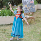 Girls' Hanfu Princess Dress - Modern Summer Polyester Style