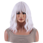 Short Wavy Bob Wig with Air Bangs - Heat-Resistant Fiber