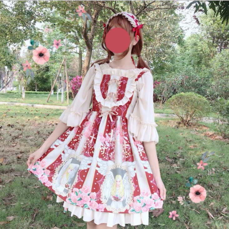 Lolita Princess Student Dress - Sweet Printed Polyester