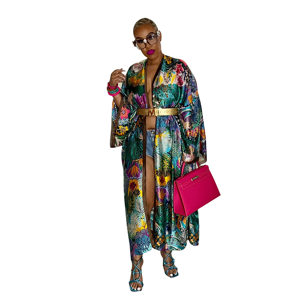 Women's Plus Size Kimono Cardigan - Soft Loose Windbreaker