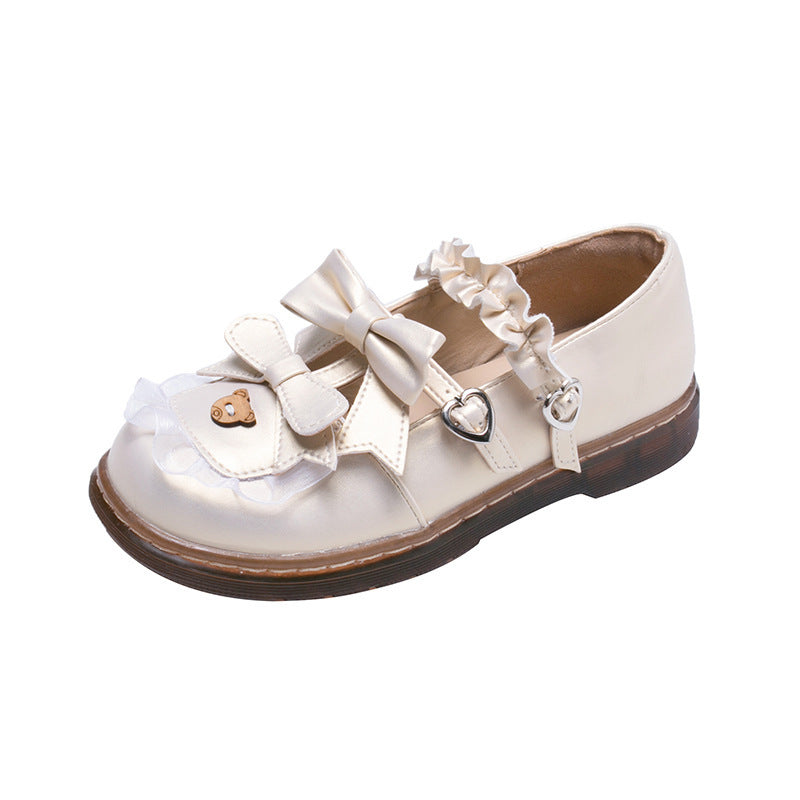 Bow Lace Lolita Leather Shoes - Japanese Kawaii All-Match Style