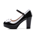 Lolita Butterfly Shoes - Low-Cut PU With Chunky Heel