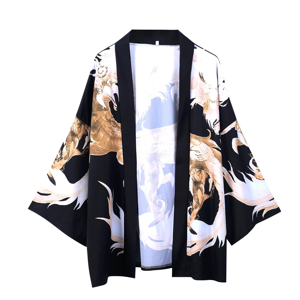 Unisex Kimono Jacket - Loose Print, Three-Quarter Sleeve