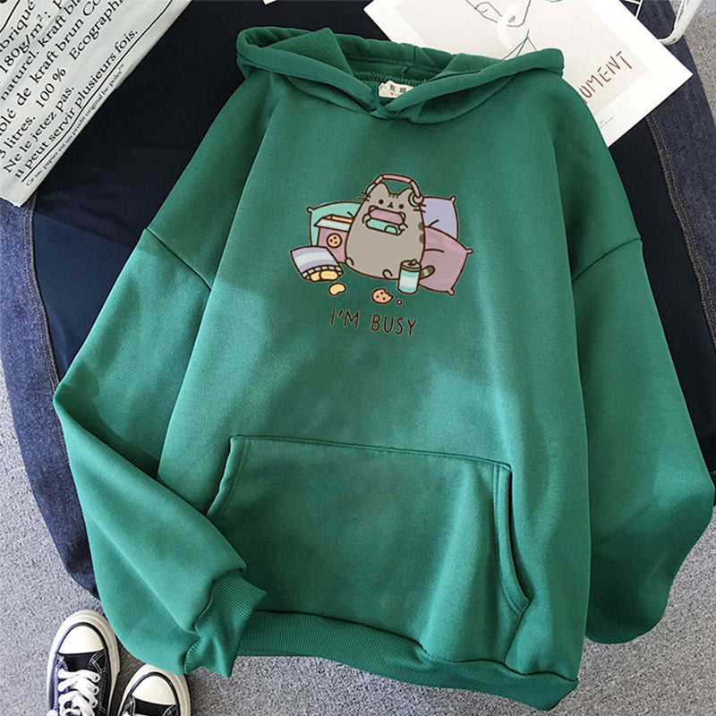 Kawaii Cat Hoodie for Women - Harajuku Polyester Sweater