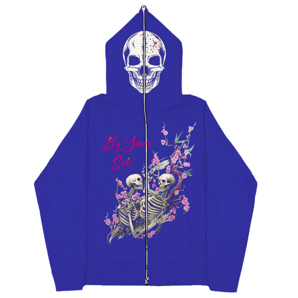 Gothic Harajuku Zip-Up Sweatshirt - Loose Fit, Soft Cotton