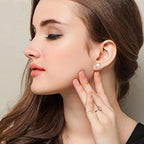 Cat Ear Stud Earrings with Pearl Accents - Kawaii Jewelry