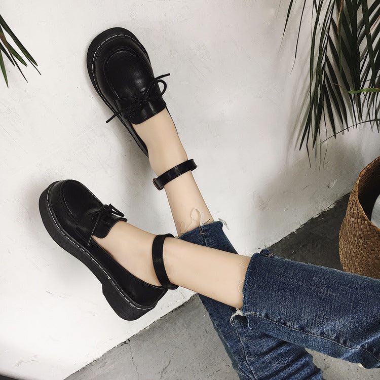 Lolita Bow Platform Shoes - Harajuku Round Toe Thick Sole