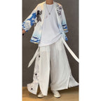 Japanese Kimono Jacket - Three-Quarter Sleeve, Stripe Pattern