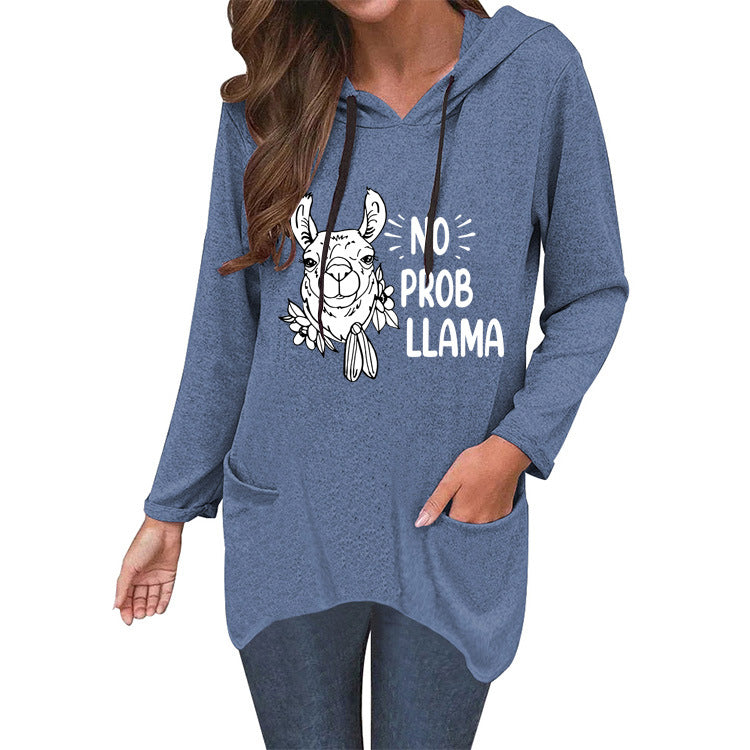 No Prob Llama Cat Ear Sweater - Soft Cotton-Blend Long Knit