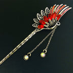 Feather Rhinestone Tassel Hairpin - Retro Hanfu Hair Accessory