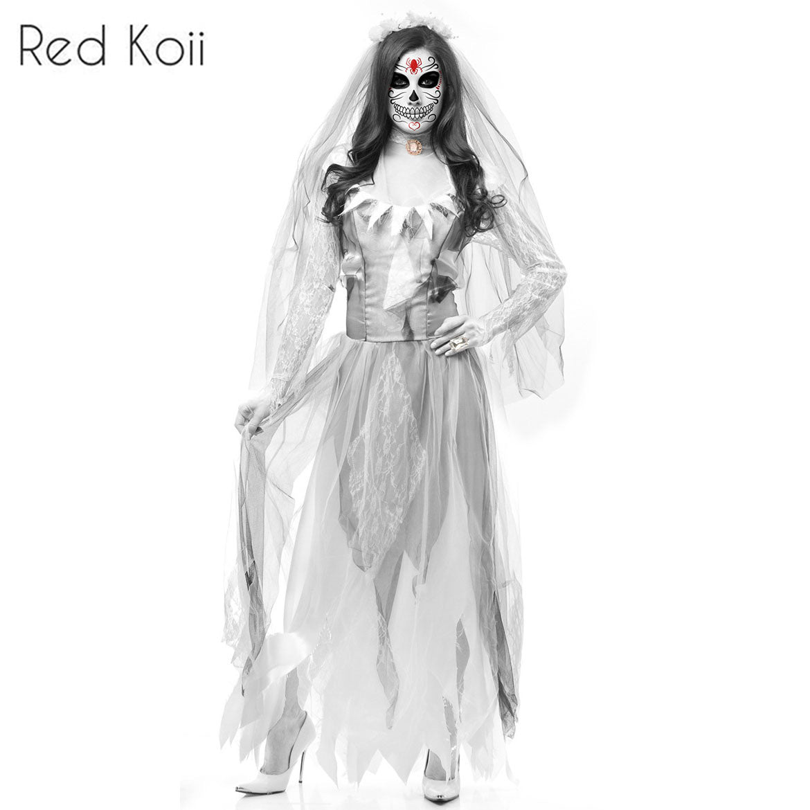Zombie Bride Costume Set - Skirt & Veil Halloween Outfit
