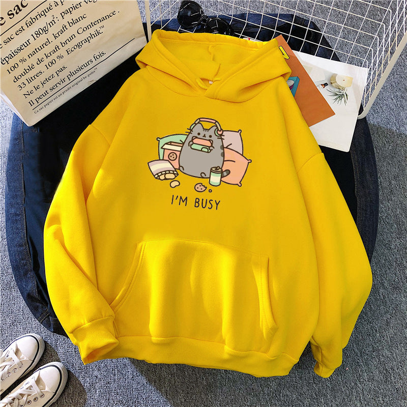 Kawaii Cat Hoodie for Women - Harajuku Polyester Sweater