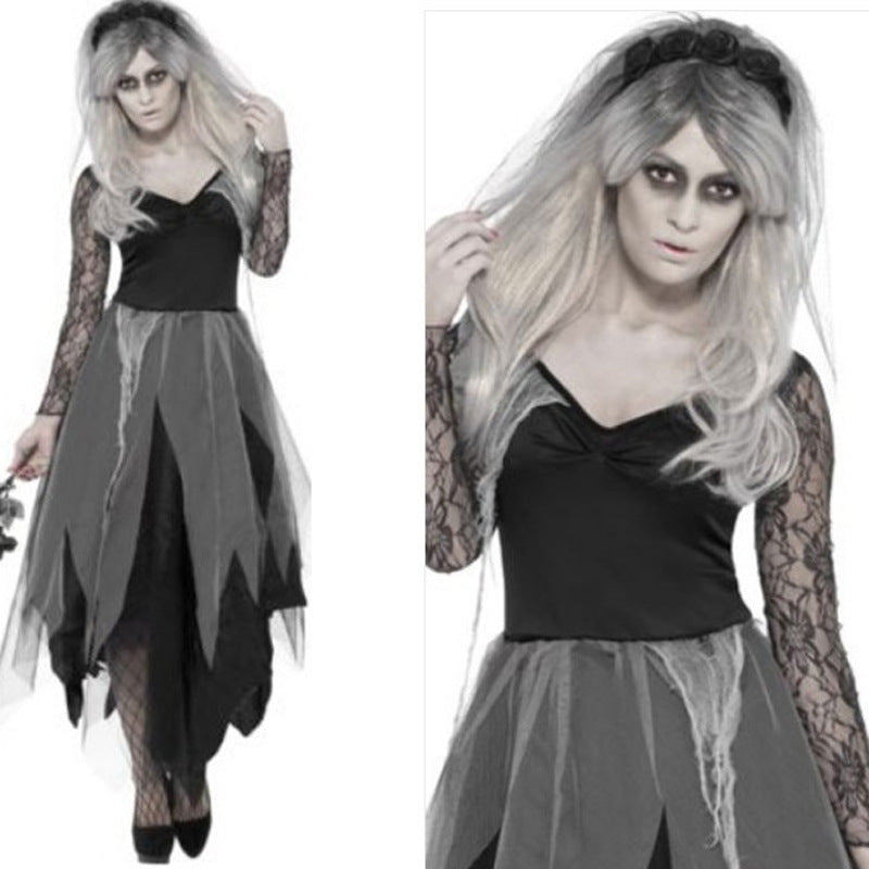 Vampire Bride Costume - Lace & Polyester Halloween Outfit