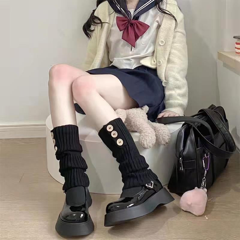 Lolita Button Sock Covers - Cotton Blend Fashion Accessory