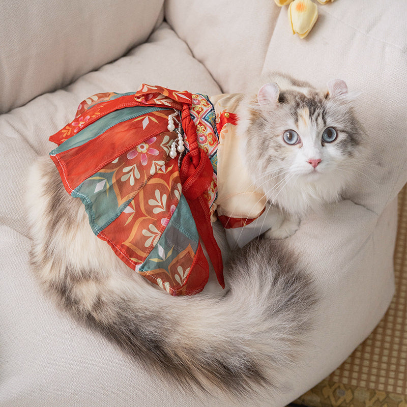 Pet Hanfu Princess Skirt - Traditional Dress for Cats