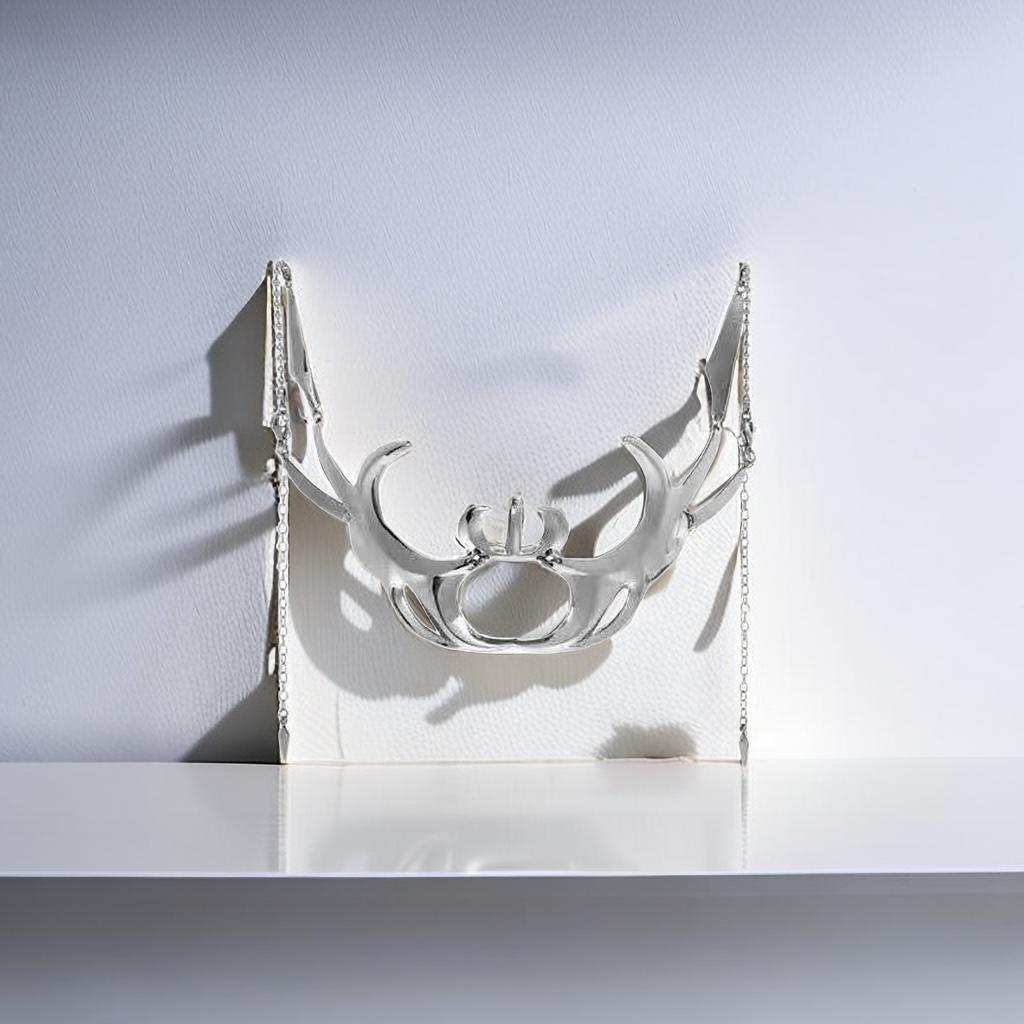 Adjustable Halloween Cyberpunk Alien Fluid Silver Mask - detail view